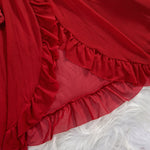 Summer Transparent Red Lace See Through Nightdress Women's Sexy Underwear Sleepwear Sleep Dress and Panty Sets Nighty
