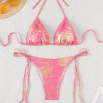 DEKA Sexy Gold Halter Bikinis Sets Lace-Up Triangle Tie Side Bikini Swimsuit Women Swimwear Brazilian Female Bathing Suits