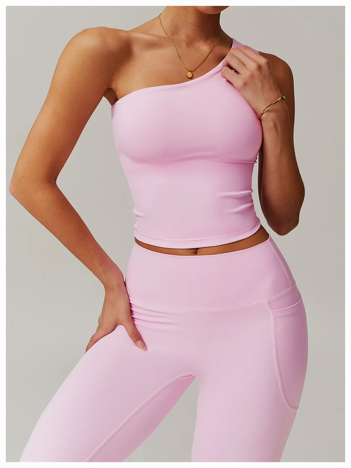 Single Shoulder Bra Women Yoga Sports Bra Breathable Shock Proof Gym Workout Fitness Push Up Top Running Sports Vest Underwear