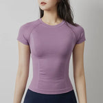 Women Yoga Top Seamless Sport T-shirt Sexy Fitness Clothes Short Sleeve Yoga Shirt Gym Top Running Active Wear Sport Top Female