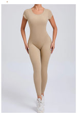 One-piece Yoga Padded Backless Suit Female Rompers Quick Dry Yoga Clothing Workout Bodysuits Scrunch Sports Jumpsuit Women