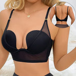 U bra black U-shaped large backless underwear sexy push up lingerie gathered invisible U back bra for girls