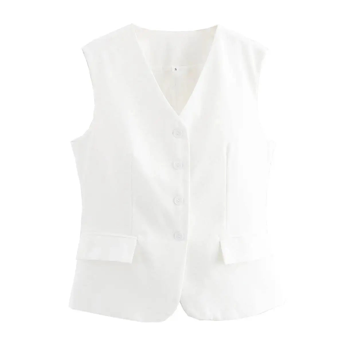 Women's Fashion Versatile Vest Solid Color Tailored Vest Three Pack Sleeveless V Neck Button Down For Women Office Wear 2EKY