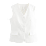 Women's Fashion Versatile Vest Solid Color Tailored Vest Three Pack Sleeveless V Neck Button Down For Women Office Wear 2EKY