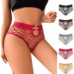 Hollow Mesh Sexy Women's Panties Solid Color Mid High Waist Fishnet Lingerie Ladies Hollow Out Transparent Elasticity Briefs