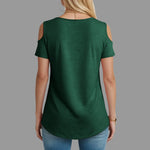 Women V Neck Cold Shoulder Short Sleeve T Shirt Soft Loose Fit Solid Color Basic Tees Spring Summer Casual Daily Streetwear 2026