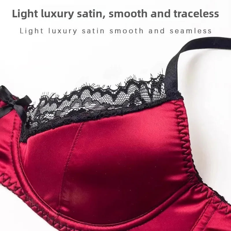 French Thin Cup Lingerie Set Sexy Lace Push Up Bra Fashion Women Silk Fabric Underwear High Quality Intimates Bras and Panties