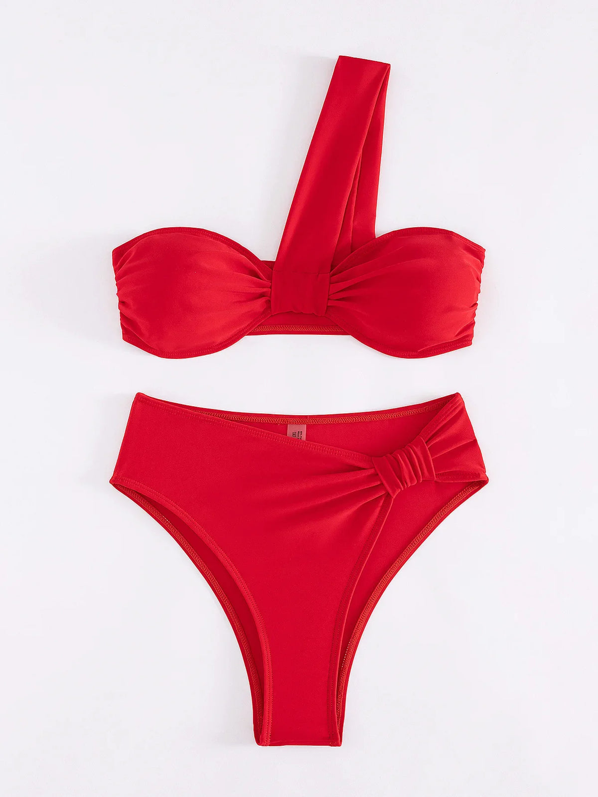 Sexy One Shoulder Bikinis Sets 2024 Women Black Push Up Pleate High Waist Swimsuit Beach Bathing Suit 2 Piece Swimwear Biquini