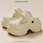 Korean style Platform Clogs For Women Indoor Street Shoes Thick Sole Female Leisure Slippers Close Toe Girls Mary Jane Sandals