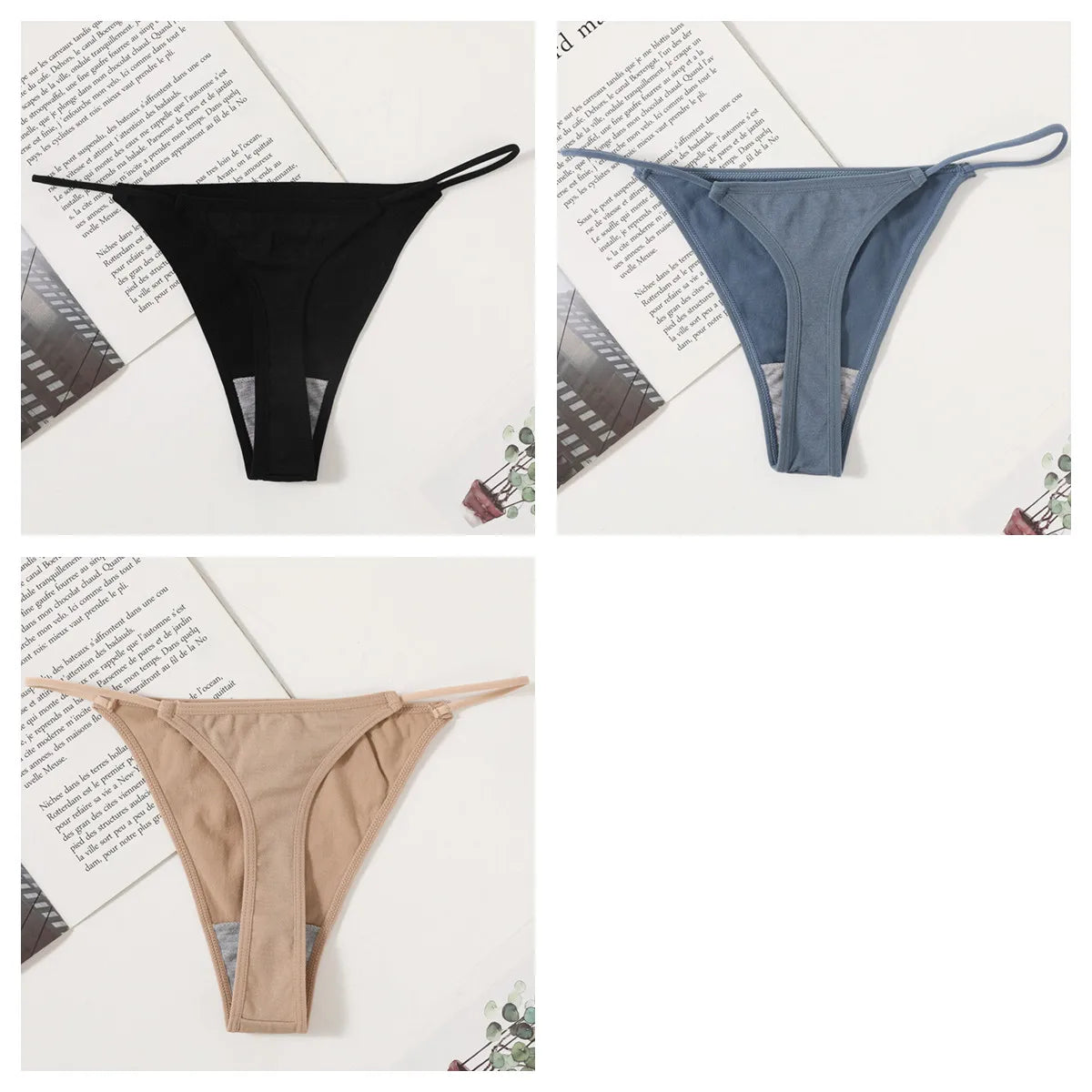 3Pcs/Set Women Panties G-String Seamless Underwear Low Rise Thongs Sexy Lingerie Female Thong G-String High Cut Panties