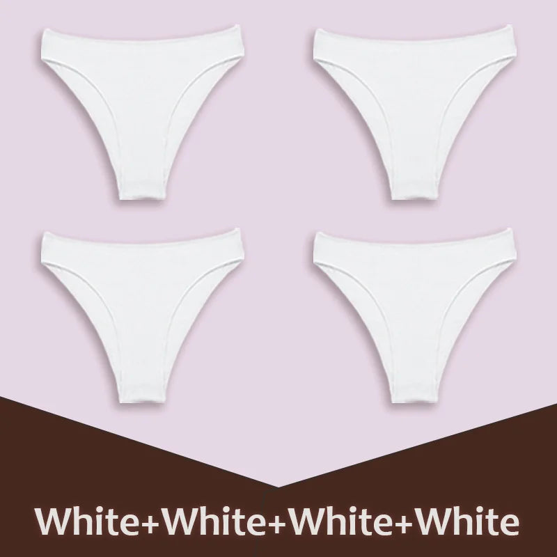 4Pcs Women's Cotton Briefs Seamless Women Sexy Panties Intimates Solid Color Breathable Underwear Female Low Waist Soft Lingerie