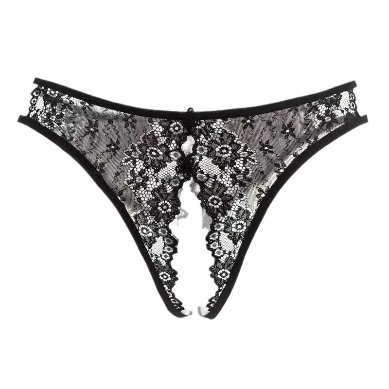 2024 Embroidered Low Waist Female Underwear Exotic Triangle Crotchless Women Panties Porno Romance Thong Open Seduction G-string