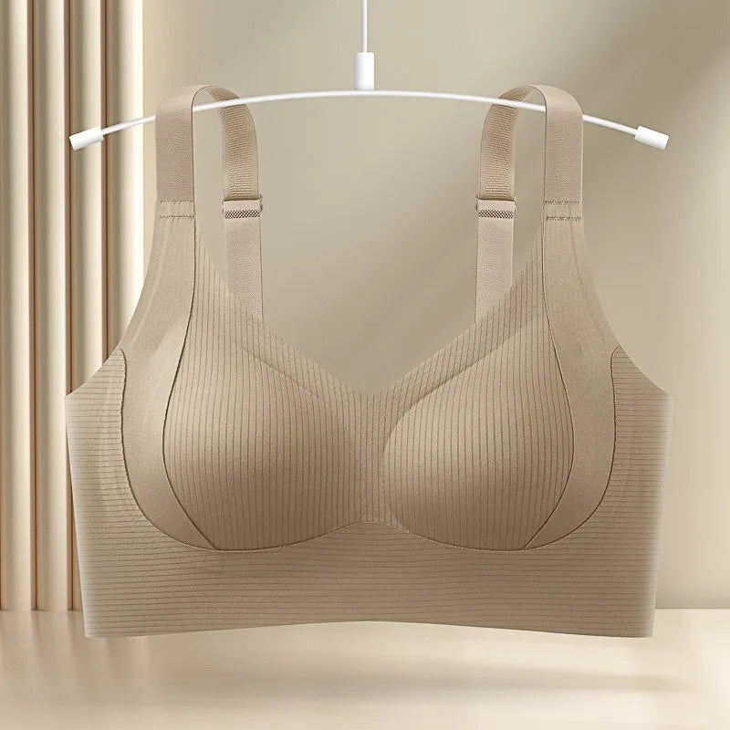 Seamless Push-Up Bras For Women Non-wire V-neck Bra Padded Underwear Sexy Lingerie Adjustable Wide Straps Intimates M-4XL