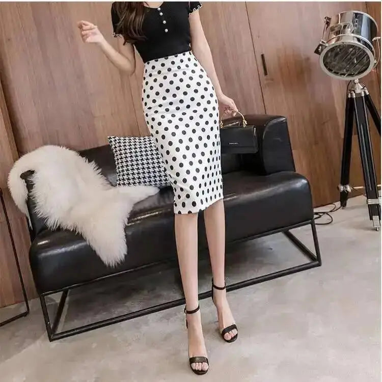 Spring Summer Women Y2K High Waist Midi Pencil Chiffon Skirts Slim Bodycon Vintage Hip Raise Korean Fashion Clothes UOV5