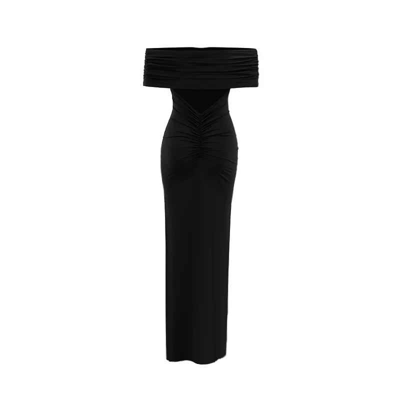 Temperament Slim Strapless Long Dress Women Solid Color Sexy Off-shoulder Backless Package Hip Sleeveless Club Party Dresses