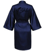 Wedding Party Team Bride Robe With Black Letters Kimono Satin Pajamas Bridesmaid Bathrobe SP033