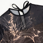 Vintage Black Floral Print One Piece Swimsuit Women Summer Long Sleeve Slim Fit Swimwear Skirt Set 2025 Holiday Bathing Suits