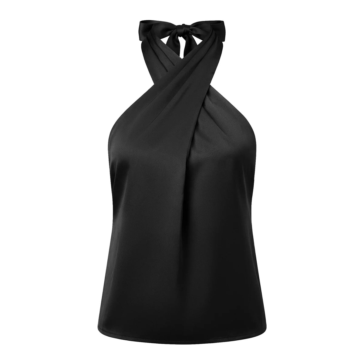 Women Satin Tank Tops Solid Color Backless Sleeveless Cross-criss Halter Vest 2026 Summer Fashion Elegant Top Streetwear