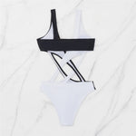 S - XL Splicing V Neck High Leg Cut Women Swimwear One Piece Swimsuit Female Monokini Padded Bather Bathing Suit Swim V5095SW