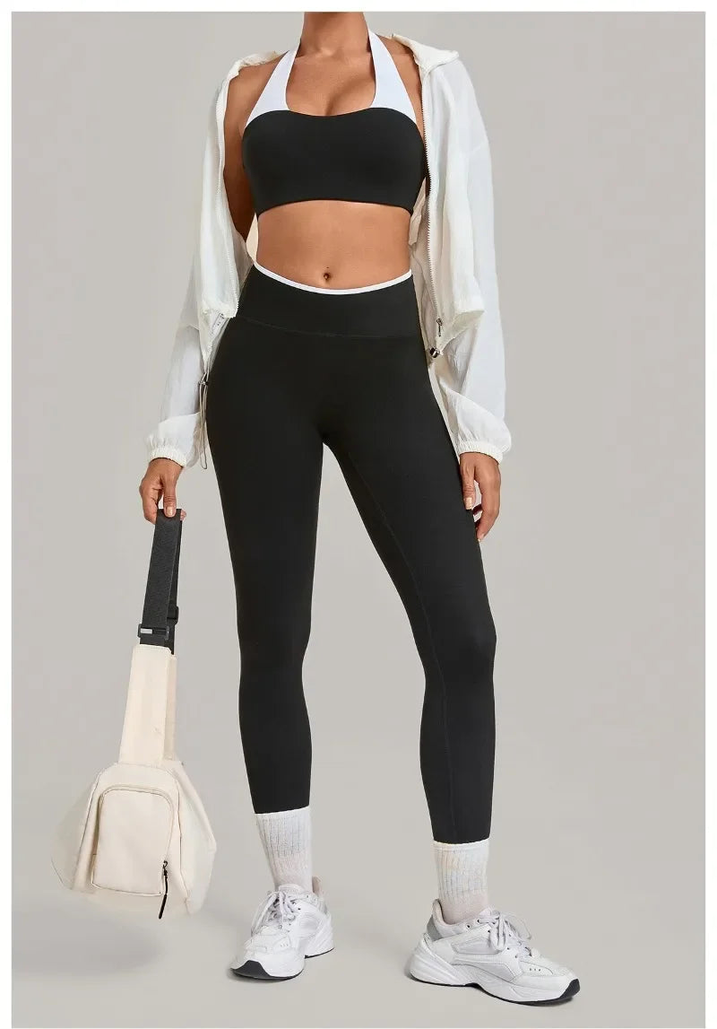 Women's Seamless Yoga Sets Sports Fitness Sleeveless Vest Hip-lifting Slim Fit Pants Suits Workout Gym Training Running Sets