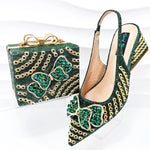 Doershow nice African Shoes And Bag Matching Set With GOLD Hot Selling Women Italian Shoes And Bag Set For WeddingHKK1-17