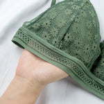 Women Floral Lace Bras Suit Solid Underwear Padded Breathable Vest With Briefs Sexy Hollow Out Bralette Thin Lingerie One Size