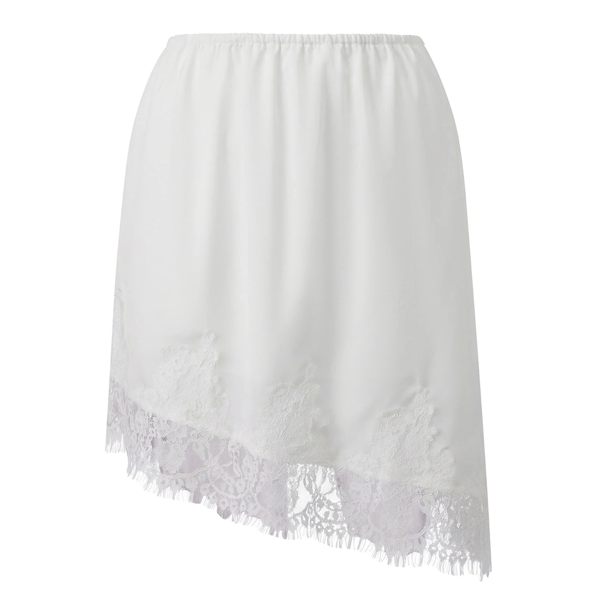 Women's Lace Midi Skirt Elastic Waist Loose Fit Asymmetric Hem Knee Length Skirt for Party Work Daily Wear Elegant Satin