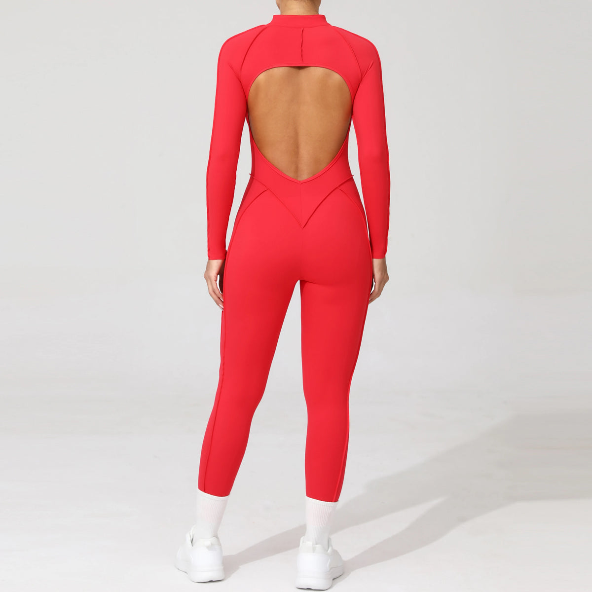 Padded Women Long Sleeve Sport Yoga Jumpsuit Workout Clothes for Women Sportwear Backless Zipper Fitness Gym Outfit