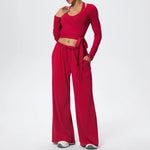 3 Pcs Women's Seamless Yoga Set Sports Fitness Gym Slim-Fit Long Sleeve & Tank Top Suits Workout Running Training Sets