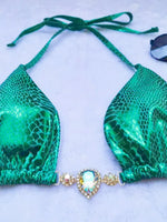 Snake Skin Rhinestone Diamond Bikini Female Swimsuit Women Swimwear Two-pieces Bikini Set High Cut Halter Bathing Suit Swim Lady