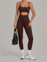 Summer Sports Overalls Women Gym High Stretch Back Zipper Yoga Jumpsuit Tight Hollow Out Slim Hip Lifting One Piece Bodysuit