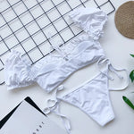 DEKA Brazilian Puff Sleeve Bikini Set Women Thong Swimsuit Printed High Waist Swimwear Bathing Suit Beachwear Push Up Bikini