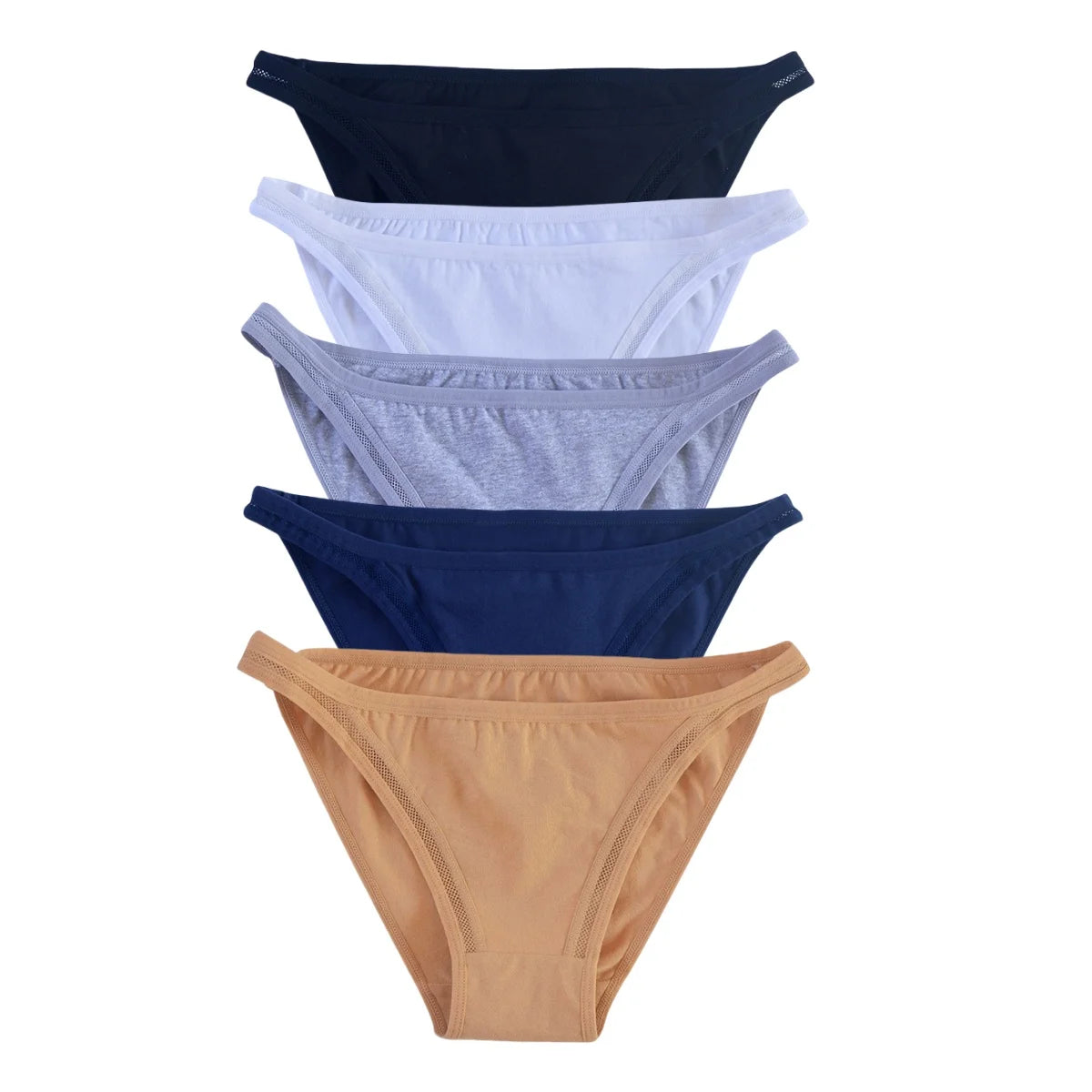 5Pcs/Set Cotton Panties Women Low Rise Briefs Solid Color Underwear Comfort Breathable Underpants M-XL Sexy Lingerie