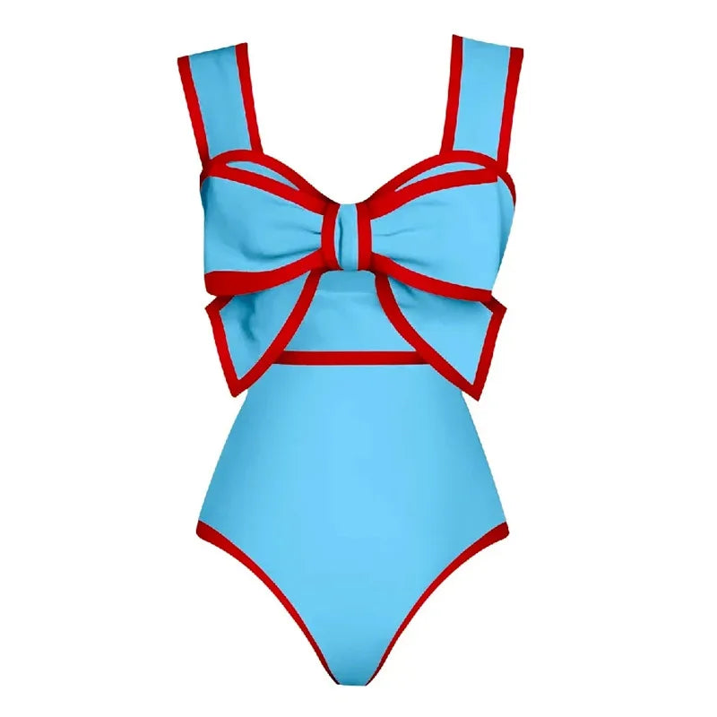 2024 Black White Retro One Piece Swimsuit Women Bow Tie Swimwear with Skirt Sexy Bathing Suit Monokini Beach Bodysuit Beach Wear