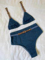 Women's Corset Cute Bikini Set Denim Casual Style Leisure Suit Comfortable Swimsuit For Girls Beach Holiday Beachwear