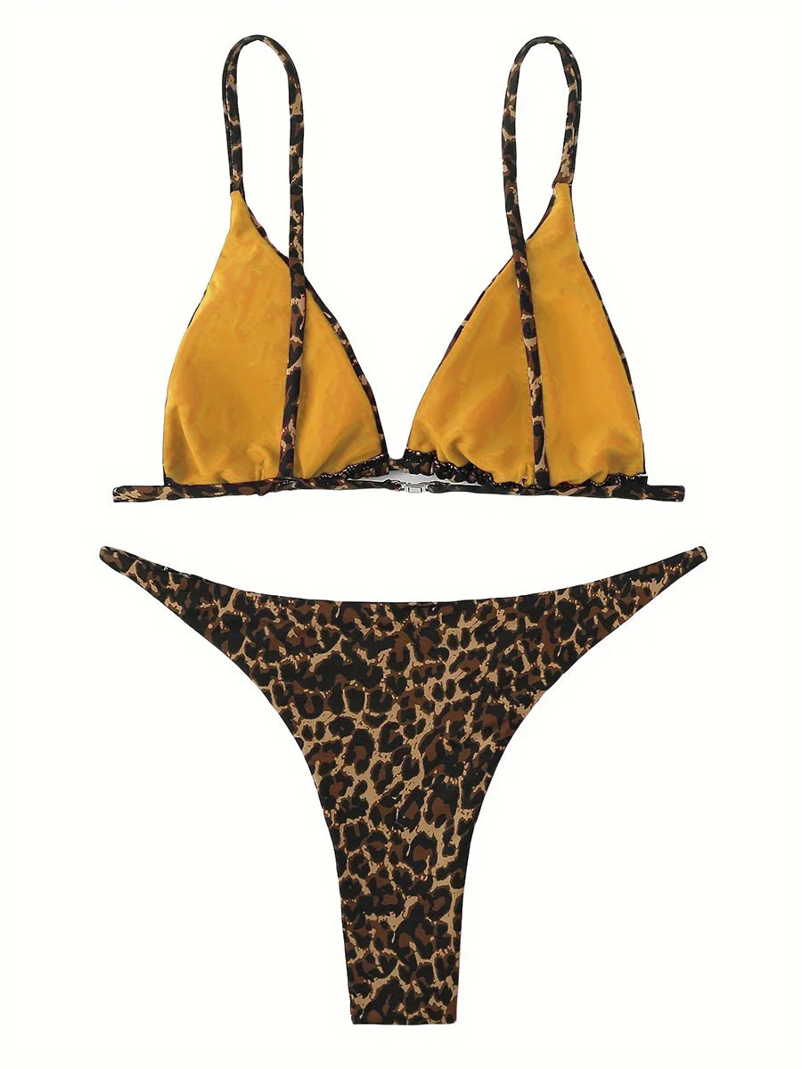 XS - L Leopard Mini Micro Thong Bikini Women Swimsuit Female Swimwear Two Pieces Bikini Set Brazilian Bather Bathing Suit Swim