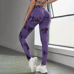 Boho Tie Dye High Waist Knit Elastic Fitness Yoga Tights Butt Lifting Workout Pants for Women