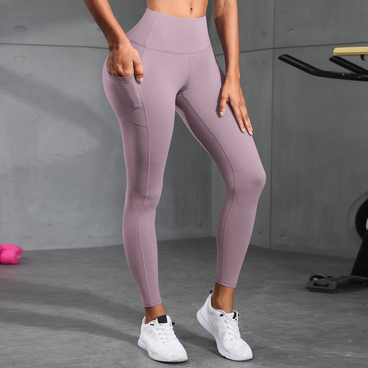 Women Fitness Lenggings With Side Pockets Female Full Length Leggings Running Pants Comfortable High Waist Yoga Pants