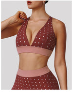 Summer Red Polka Dot Print Yoga Sets Women V Neck Shockproof Sports Bra High Elasticity Hip Lifting Shorts Running Fitness Suits