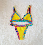 Bikini Crochet 2026 Handmade Knit Patchwork Reversible 2 Piece Swimsuit Women Halter Top Brazilian Bathing Suit Thong Swimwear