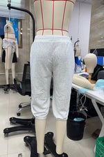 Low Rise Drawstring Yoga Wide Leg Pajama Pants Women Summer Capri Pants Casual Workout Sweatpants Knee Length Lounge Pants