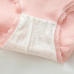 1-Pack Kawaii Bear Print Cotton Panties Women's Breathable Underwear Peach Blush Gingham Ruffled Briefs Low Rise Ladies Lingerie