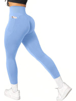 High Waist Tummy Control Yoga Pants with Pockets for Gym Workout - Breathable Stretchy Fitness Leggings
