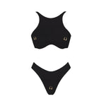 Sexy 3Pcs Swimsuit With Mini Skirt Women Bikini Push Up Swimwear Solid Biquini High Cut Monokini Swim Suit Bathingsuit Beachwear