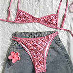New Flowers Printed High Leg Cut Bikini Female Swimsuit Women Swimwear Two-Pieces Bikini Set Bather Bathing Suit Swim