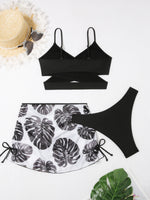 3 Pieces Bikini 2026 Women Black Swimwear Female Sexy Swimsuit With Beach Skirt Bathers Bathing Swimming Swim Suit Beachwear
