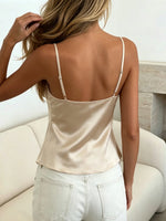 New Women Satin Pajama Top Spaghetti Strap Sleeveless Camisole Elegant Daily Party Tank Tops Sleepwear For Daily Outfit