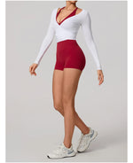 Hearuisavy Summer Women's Yoga Shirt Long Sleeve Sportswear Gym Breathable Quick Dry Sports Top Pilates Dance Ballet Wrap Tops