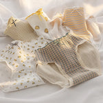 1 Pack Women Ultra-Soft Cotton Briefs Ditsy Floral Gingham Panties Ladies Sexy Lingerie Breathable Mid Rise Underwear M-4XL