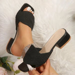 Women's Plus Size Mid Heel Slippers 2026 summer New High Heels Party Shoes Comfortable Slippers Sandals
